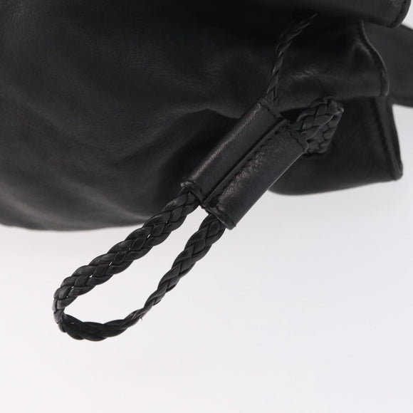 Salvatore Ferragamo Gancini Hand Bag Leather Black Silver Auth 211912V