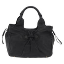 Salvatore Ferragamo Gancini Hand Bag Leather Black Silver Auth 211912V-2