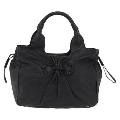 Salvatore Ferragamo Gancini Hand Bag Leather Black Silver Auth 211912V - 0