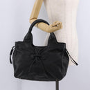 Salvatore Ferragamo Gancini Hand Bag Leather Black Silver Auth 211912V-25
