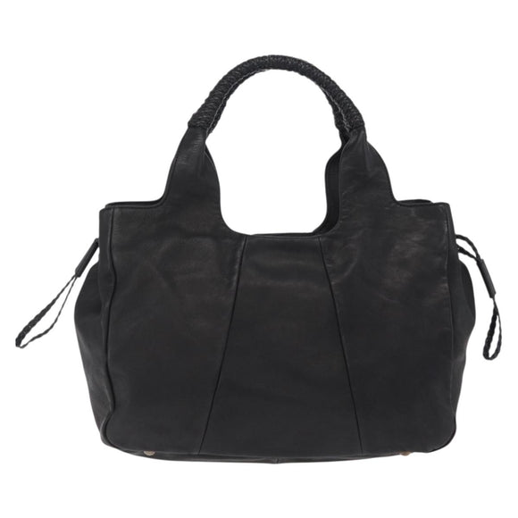 Salvatore Ferragamo Gancini Hand Bag Leather Black Silver Auth 211912V