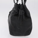 Salvatore Ferragamo Gancini Hand Bag Leather Black Silver Auth 211912V-4