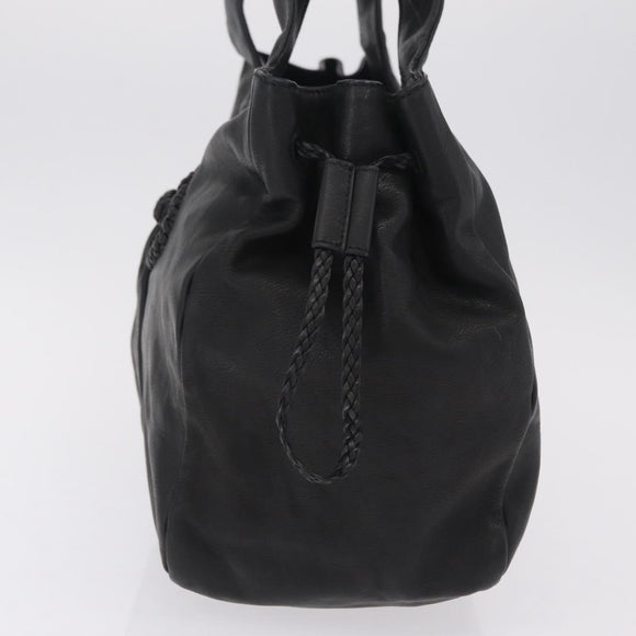 Salvatore Ferragamo Gancini Hand Bag Leather Black Silver Auth 211912V