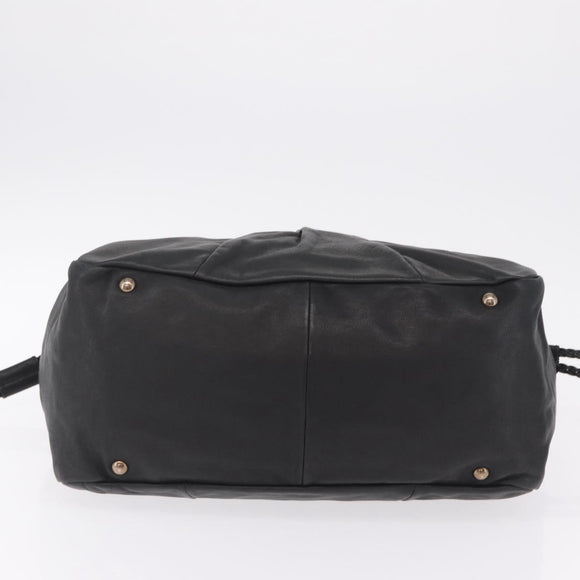 Salvatore Ferragamo Gancini Hand Bag Leather Black Silver Auth 211912V