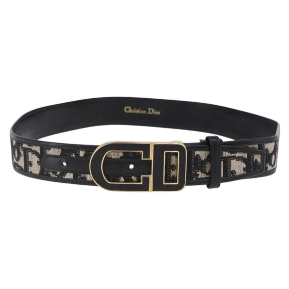 Christian Dior Trotter Canvas Belt 29.5"" Navy Gold Auth 211913A