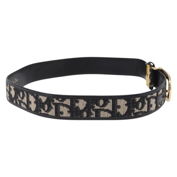 Christian Dior Trotter Canvas Belt 29.5"" Navy Gold Auth 211913A