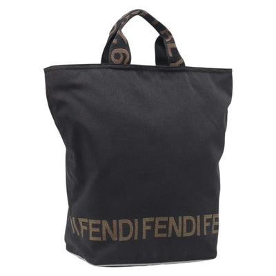 FENDI Hand Bag Canvas Black Silver 26488 Auth 211916A