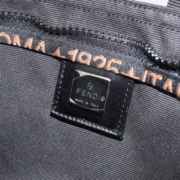 FENDI Hand Bag Canvas Black Silver 26488 Auth 211916A