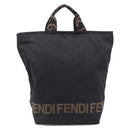 FENDI Hand Bag Canvas Black Silver 26488 Auth 211916A-13