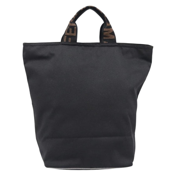 FENDI Hand Bag Canvas Black Silver 26488 Auth 211916A