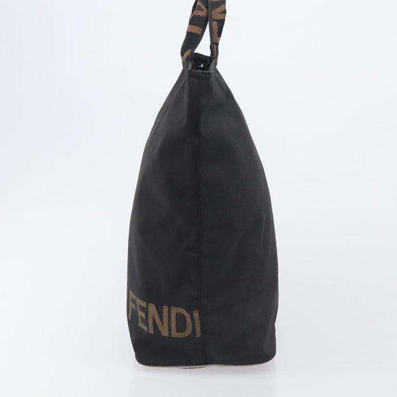 FENDI Hand Bag Canvas Black Silver 26488 Auth 211916A