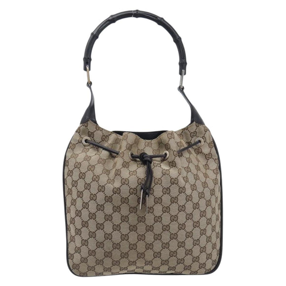 GUCCI GG Canvas Hand Bag Beige Silver 001 4033 Auth 211921V