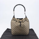 GUCCI GG Canvas Hand Bag Beige Silver 001 4033 Auth 211921V-25
