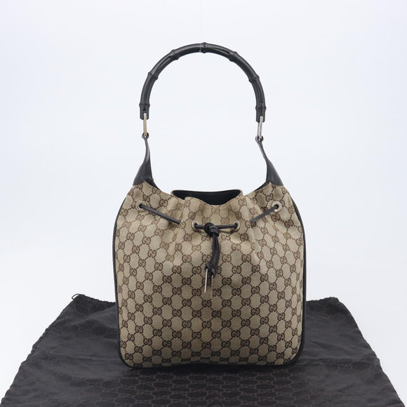 GUCCI GG Canvas Hand Bag Beige Silver 001 4033 Auth 211921V
