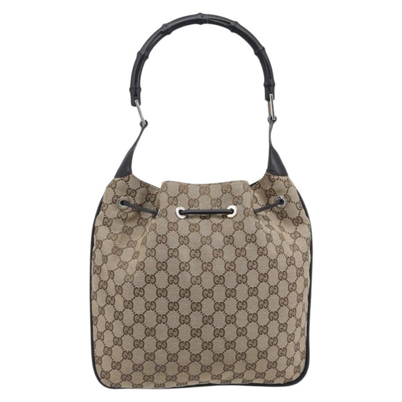 GUCCI GG Canvas Hand Bag Beige Silver 001 4033 Auth 211921V