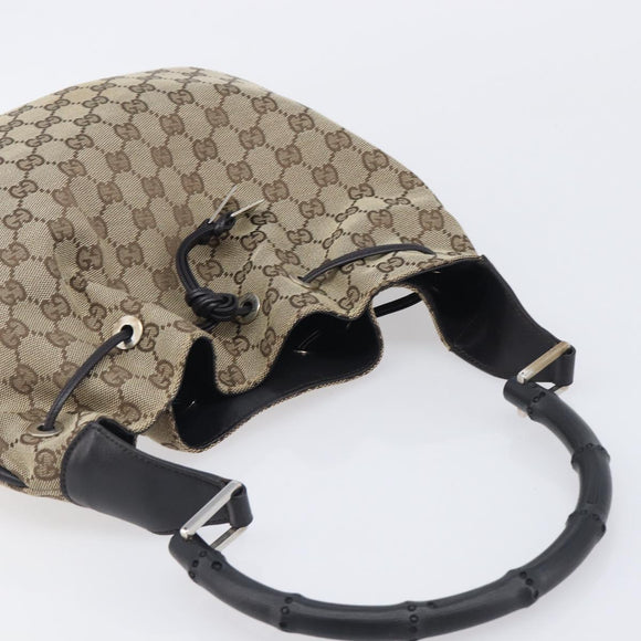 GUCCI GG Canvas Hand Bag Beige Silver 001 4033 Auth 211921V