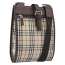 BURBERRY Nova Check Shoulder Bag Canvas Beige Silver Auth 211941-1