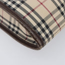 BURBERRY Nova Check Shoulder Bag Canvas Beige Silver Auth 211941-13