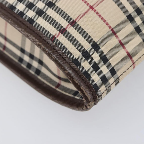 BURBERRY Nova Check Shoulder Bag Canvas Beige Silver Auth 211941