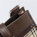BURBERRY Nova Check Shoulder Bag Canvas Beige Silver Auth 211941-15
