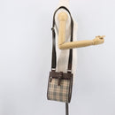 BURBERRY Nova Check Shoulder Bag Canvas Beige Silver Auth 211941-25