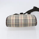 BURBERRY Nova Check Shoulder Bag Canvas Beige Silver Auth 211941-9
