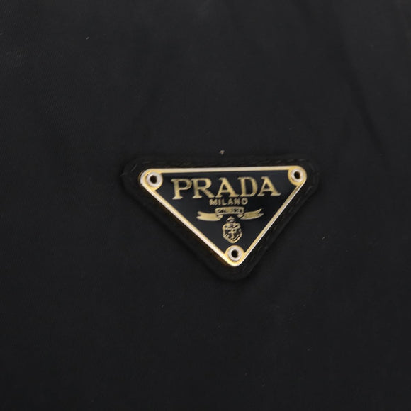 PRADA Chain Shoulder Bag Nylon Black Gold Auth 211942