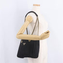 PRADA Chain Shoulder Bag Nylon Black Gold Auth 211942-26