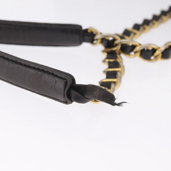 PRADA Chain Shoulder Bag Nylon Black Gold Auth 211942