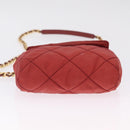 PRADA Chain Shoulder Bag Nylon Red Gold Auth 211952-10