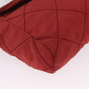 PRADA Chain Shoulder Bag Nylon Red Gold Auth 211952-11