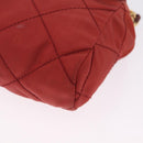 PRADA Chain Shoulder Bag Nylon Red Gold Auth 211952-12