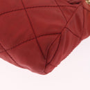 PRADA Chain Shoulder Bag Nylon Red Gold Auth 211952-14