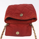 PRADA Chain Shoulder Bag Nylon Red Gold Auth 211952-16
