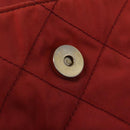 PRADA Chain Shoulder Bag Nylon Red Gold Auth 211952-18