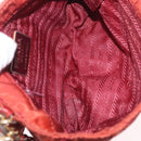 PRADA Chain Shoulder Bag Nylon Red Gold Auth 211952-20