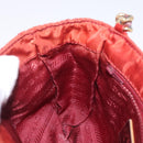 PRADA Chain Shoulder Bag Nylon Red Gold Auth 211952-22