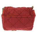 PRADA Chain Shoulder Bag Nylon Red Gold Auth 211952-3
