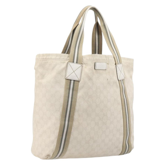 GUCCI GG Canvas Sherry Line Tote Bag Beige 189669 Auth 211957