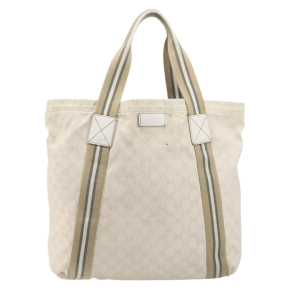GUCCI GG Canvas Sherry Line Tote Bag Beige 189669 Auth 211957