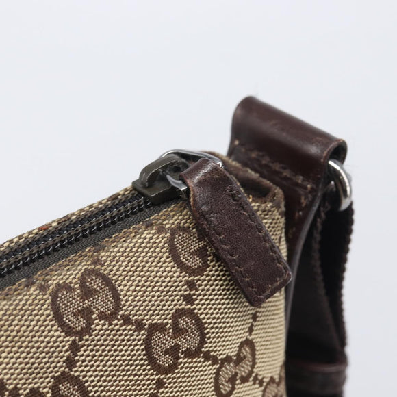 GUCCI GG Canvas Shoulder Bag Beige Silver 147671 Auth 211962
