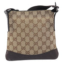 GUCCI GG Canvas Shoulder Bag Beige Silver 147671 Auth 211962-3