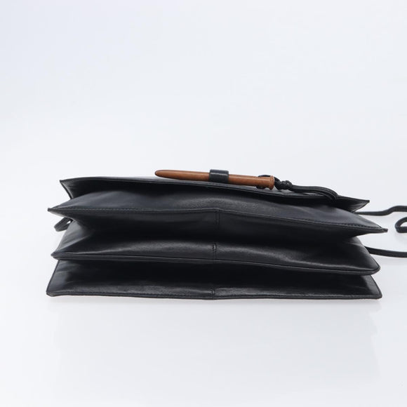 LOEWE Shoulder Bag Leather Black Auth 211966
