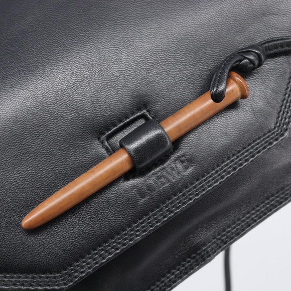 LOEWE Shoulder Bag Leather Black Auth 211966