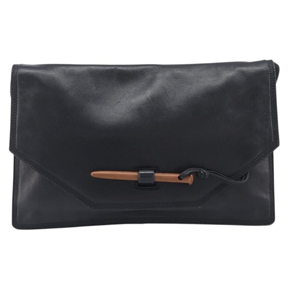 LOEWE Shoulder Bag Leather Black Auth 211966