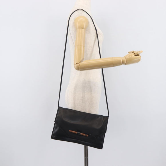LOEWE Shoulder Bag Leather Black Auth 211966
