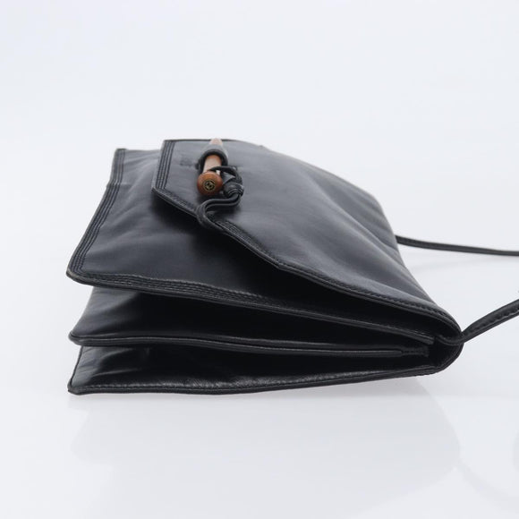 LOEWE Shoulder Bag Leather Black Auth 211966