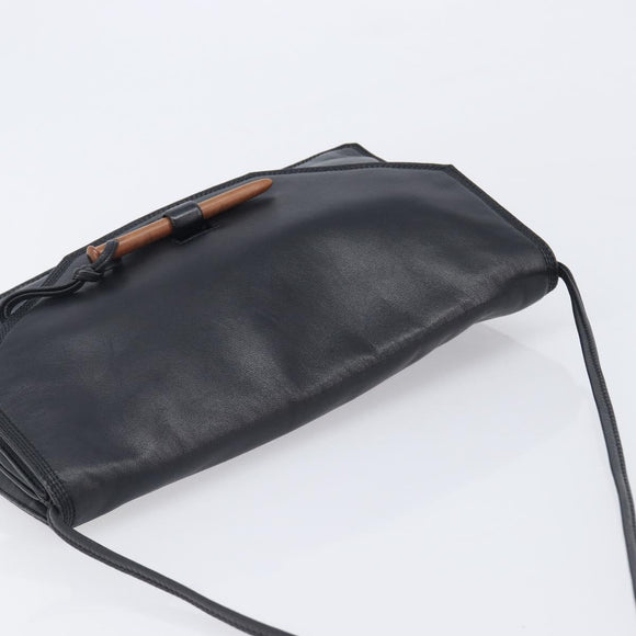 LOEWE Shoulder Bag Leather Black Auth 211966