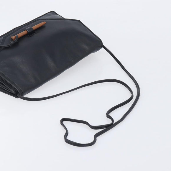 LOEWE Shoulder Bag Leather Black Auth 211966