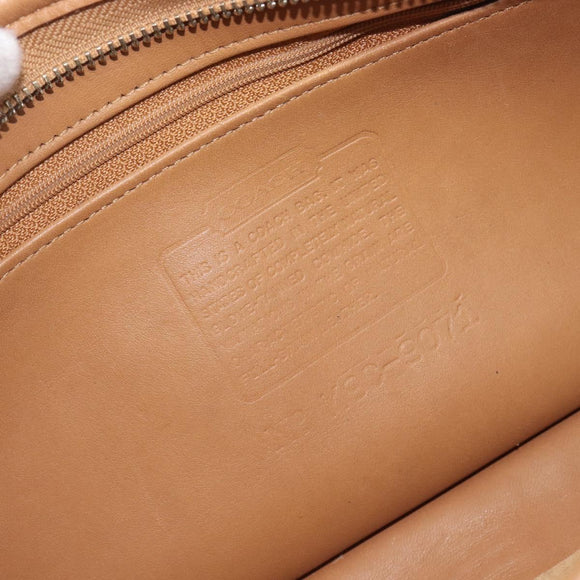 Coach Shoulder Bag Leather Beige Silver Auth 211975